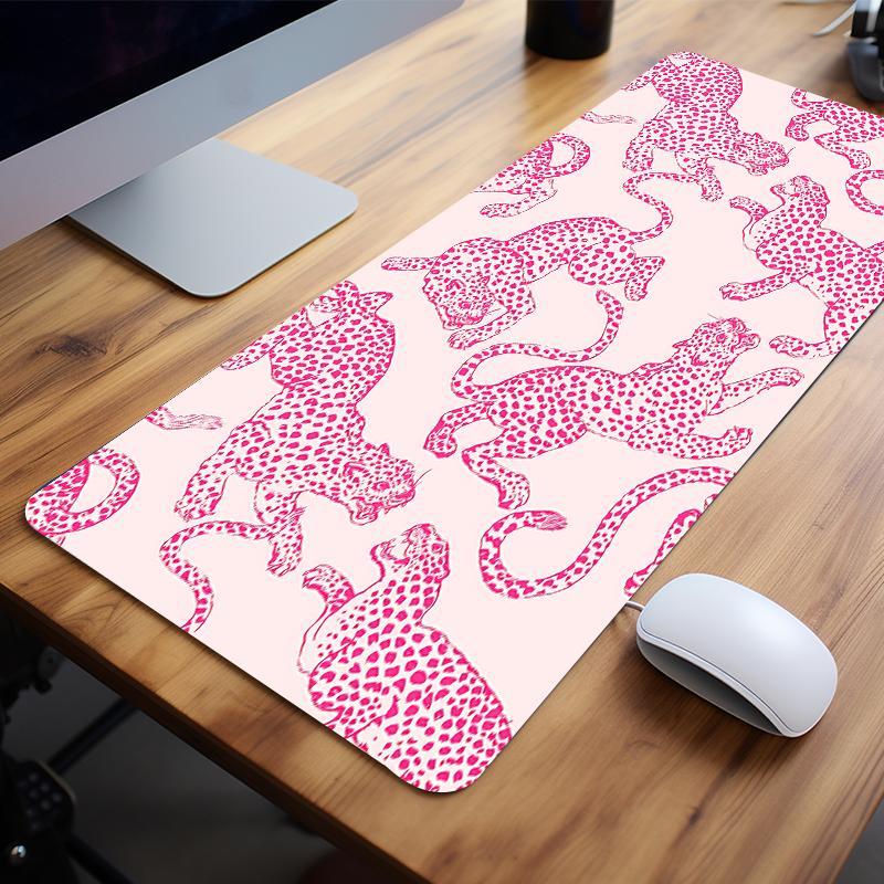 Stripes Leopard Pattern Large Gaming Mouse Pad, Non Slip Computer Keyboard Pad, Rubber Base Stitched Edge Mouse Pad, Desk Mat For Game Home Office & Women Gift, Gaming Desk Accessory