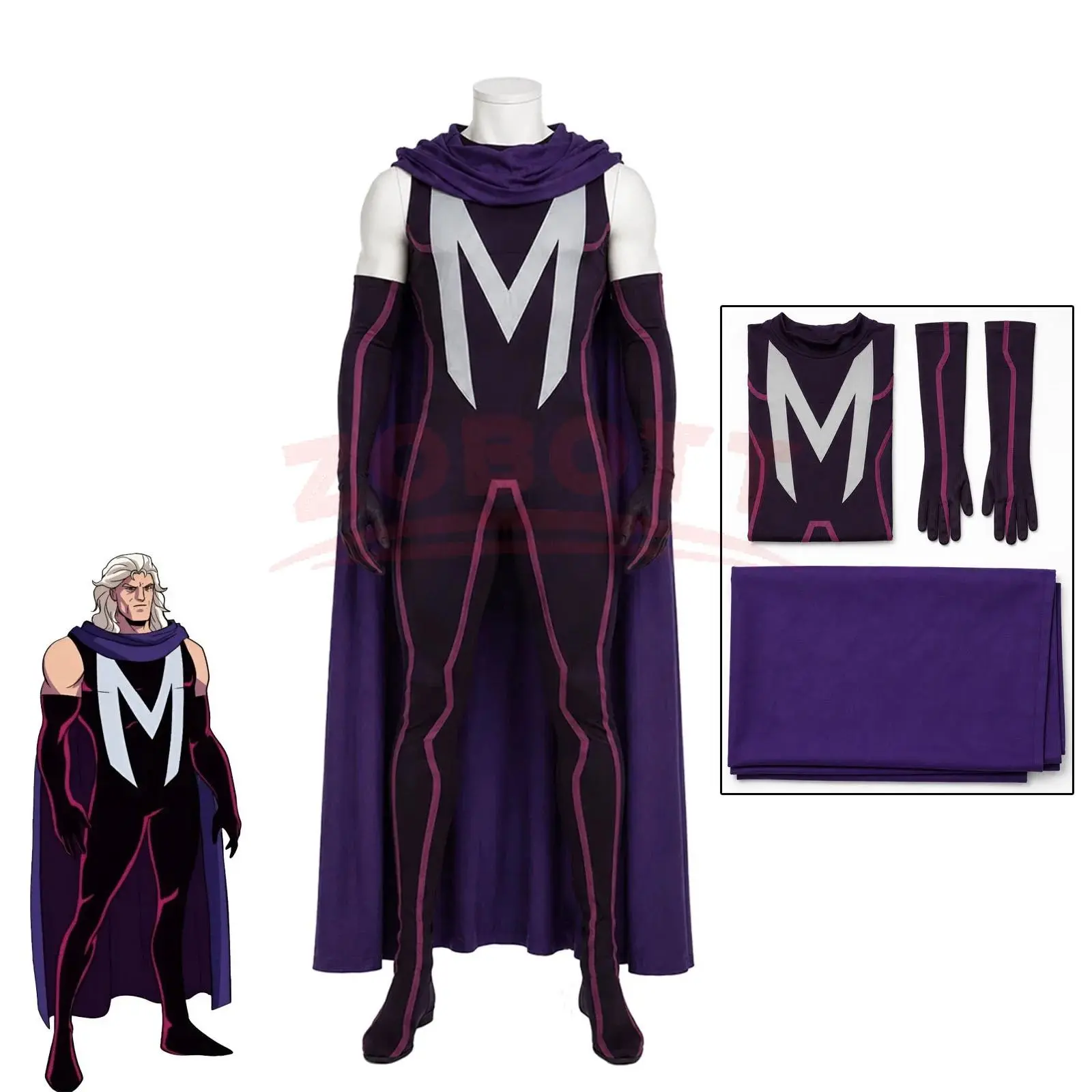 Anime Magneto Cosplay 97 X Costume Fantasia Costume Disguise Adult Jumpsuit glove Halloween Carnival Party Suit