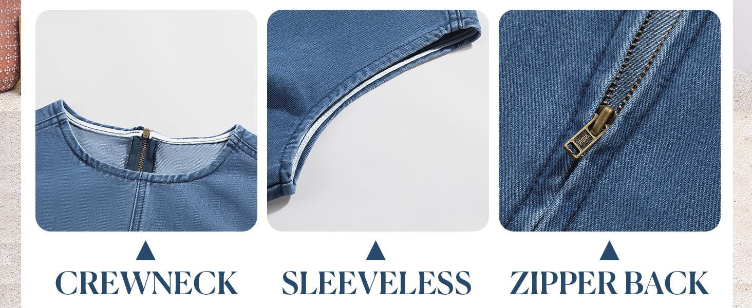 Danedvi Womens Denim Mini Dress Casual Sleeveless Crewneck Summer Jean Tank Dresses Blue Womenswear SpringStatements Danedvi Womens Denim Mini Dress Casual Sleeveless Crewneck Summer Jean Tank Dresses Blue Womenswear SpringStatements