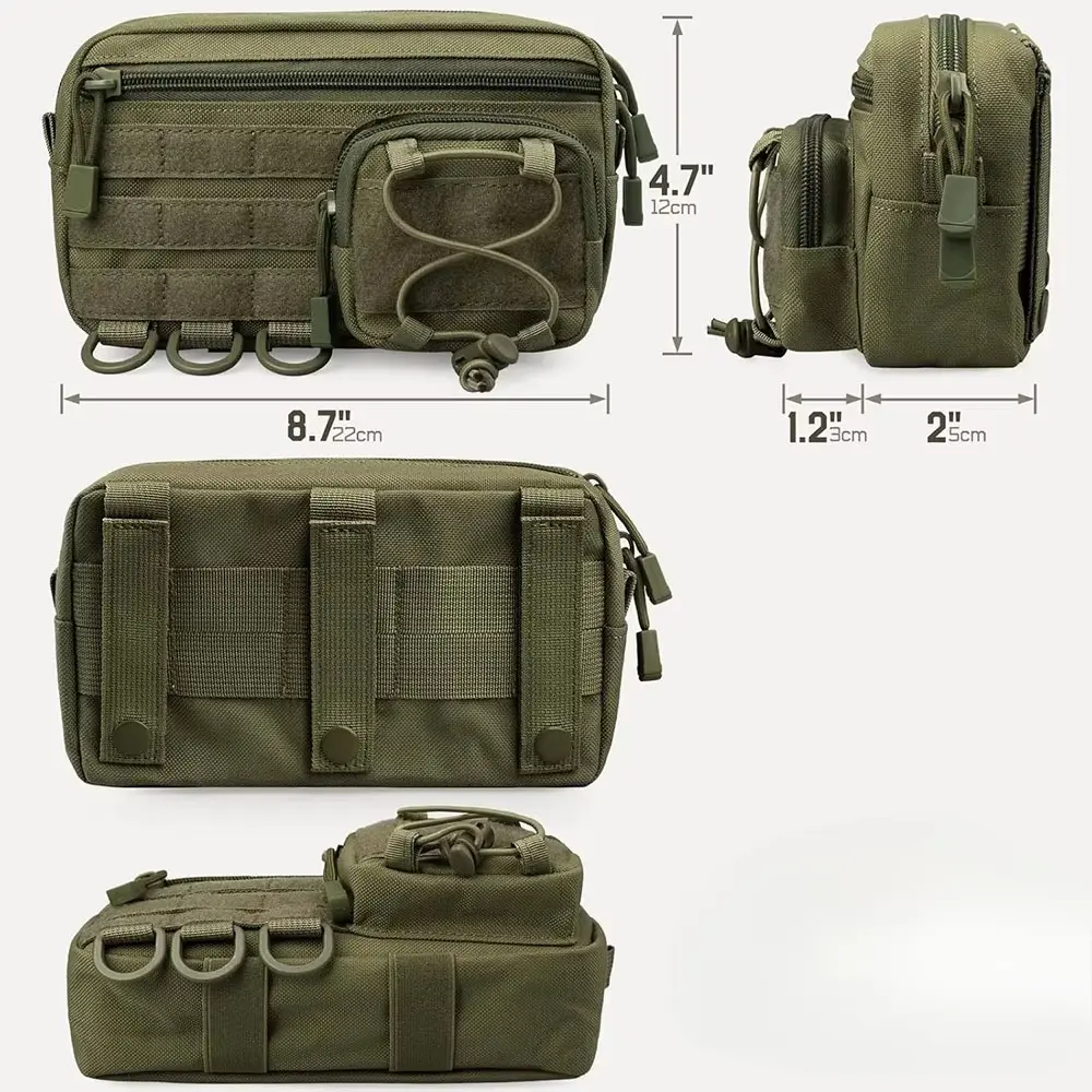 Horizontal MOLLE Fabric EDC Organizer Pouch, Unisex Compact Waist Pack with Drawstring for Outdoor Hiking, Drawstring Waist, Waist Fit