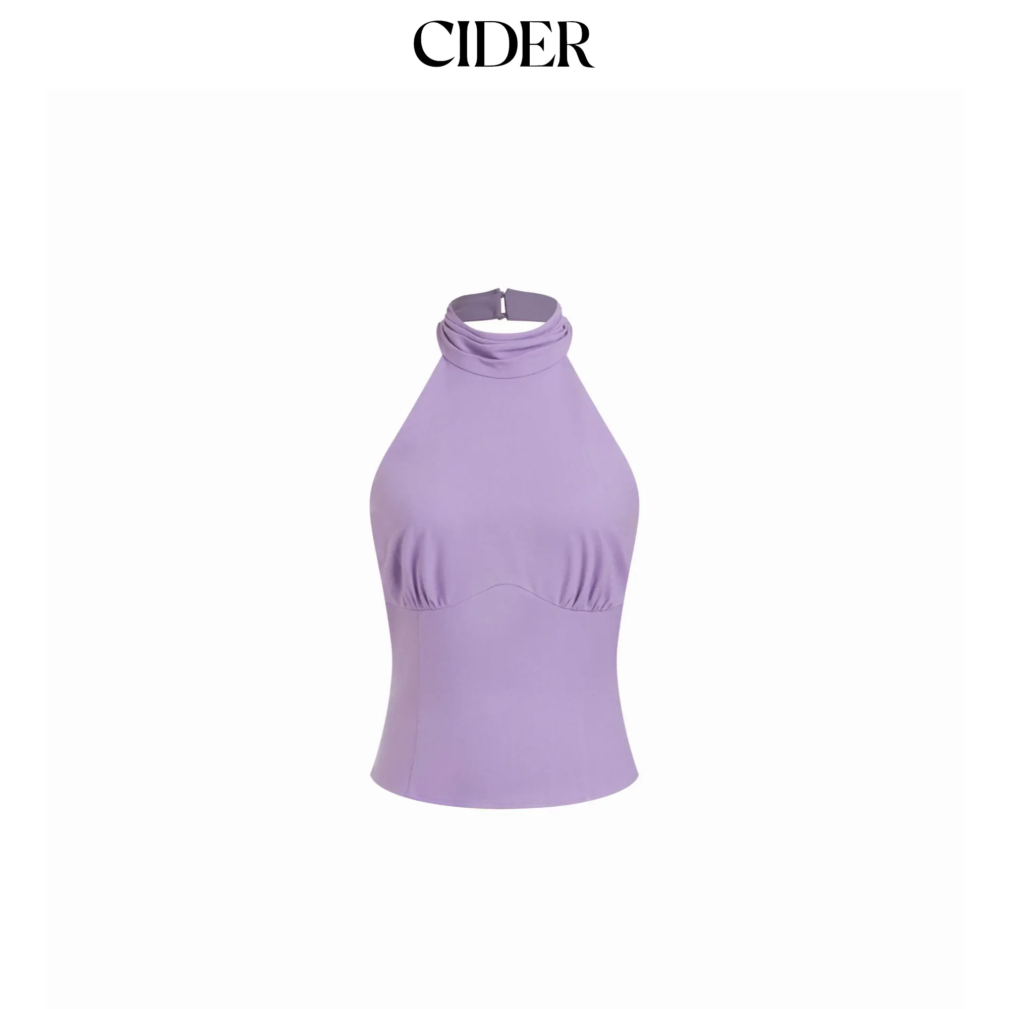 Cider Linen-blend Halter Neck Ruched Backless Tank Top