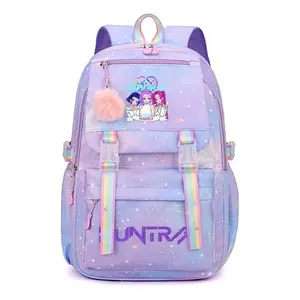 K-Pop Fashion Backpack, Kawaii Print Bag, Nylon Material, Large Capacity, College Style, Ideal Gift for School, Travel, Daily Commuting