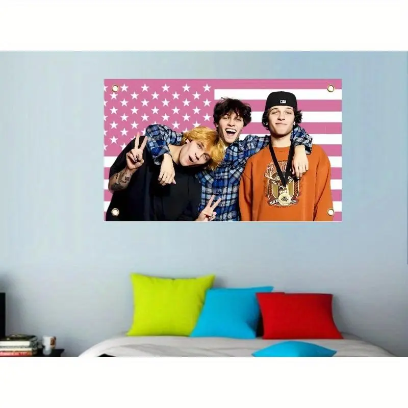 3x5ft American Sturniolo Triplets Flag Tapestry with 4 Brass Grommets - Vibrant Polyester Decor for Bedroom, Dorm, Concert, or Bar - Indoor/Outdoor Use