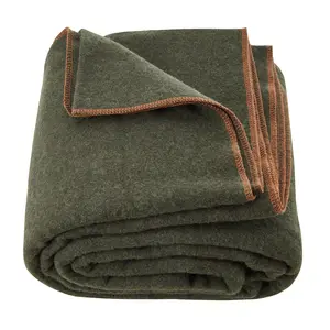 VEVOR Wool Camping Blanket, Large Warm Stadium Blanket, Waterproof Windproof, Flame Retardant, Great for Outdoors, Picnics, Hiking, Sports Events, Travel, 64" x 88" (80 Wool), Army Green
