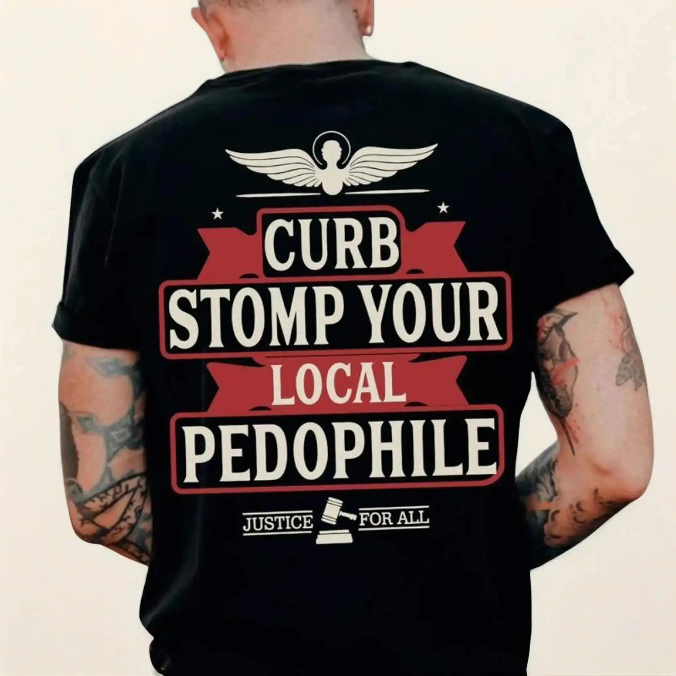 Mens Curb Stomp P3do Printed Round Neck Short-Sleeve Casual T-Shirt - Menswear Tops, Ideal Gift For Him
