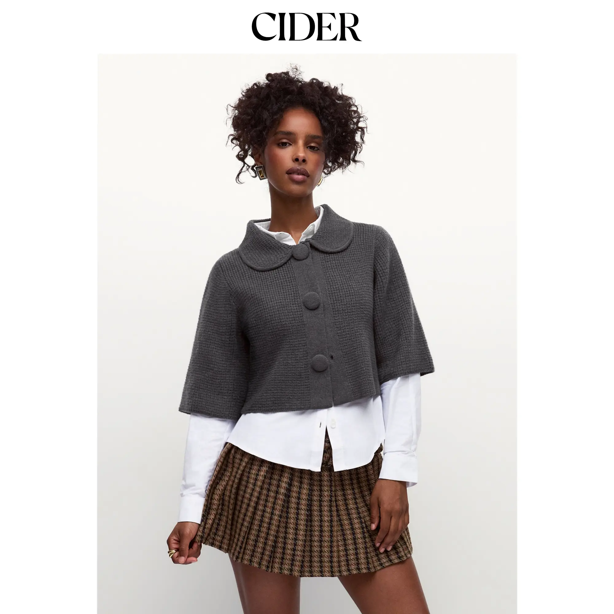 Cider Knit Textured Peter Pan Collar Cardigan SohoChic