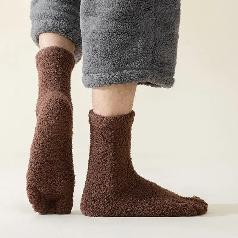 Coral Fleece Five-Toe Socks for Winter, Warm and Cozy Sleep Socks for Men and Women, Anti-Cold Home Socks, Perfect Christmas Gift