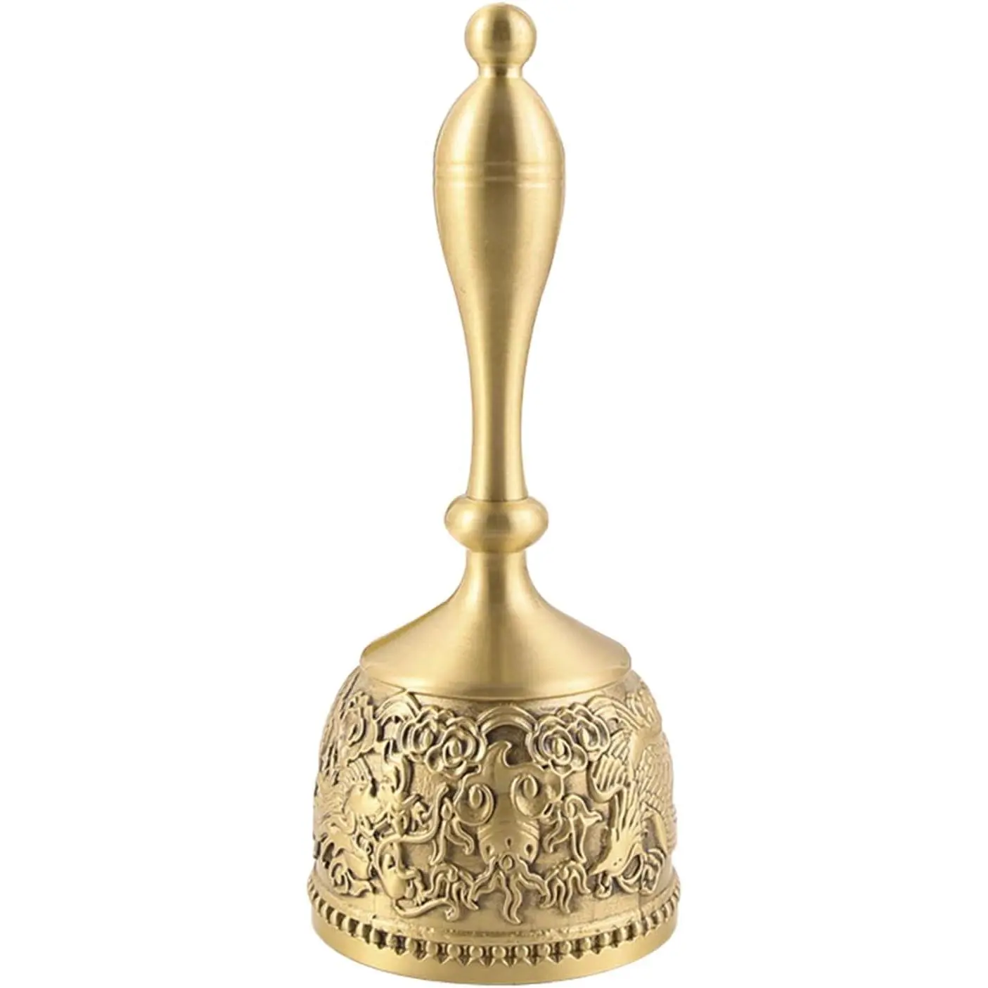 Small Brass Handheld Hand Bell for Seniors Bedside, School Classroom, Service Call, Dinner, Wedding and Home Table Decoration