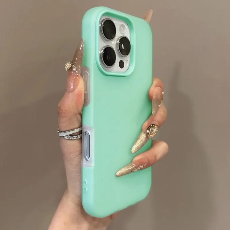 Matte Candy Color 2IN1 Soft Phone Case For iPhone 17 Air 16 15 14 13 12 11 Pro Max Plus 16E X XR XS Shockproof Protective Cover