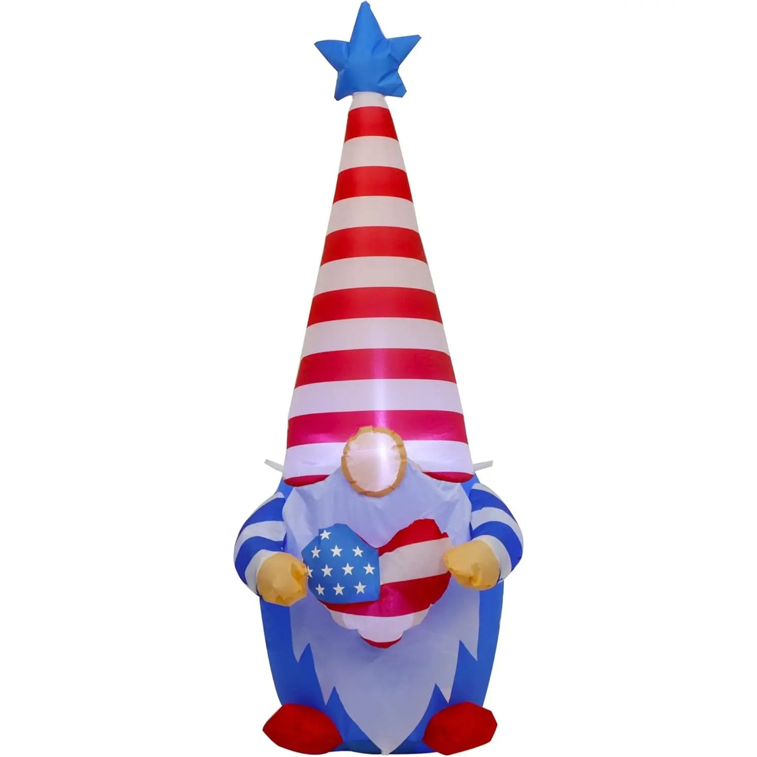 4FT Patriotic Independence Day Inflatable Blow Up Gnome, Lighted American Uncle Sam Tomte Elf with Top Hat for 4th of July Veterans Day Celebration Outdoor Lawn Yard Home Garden Decor