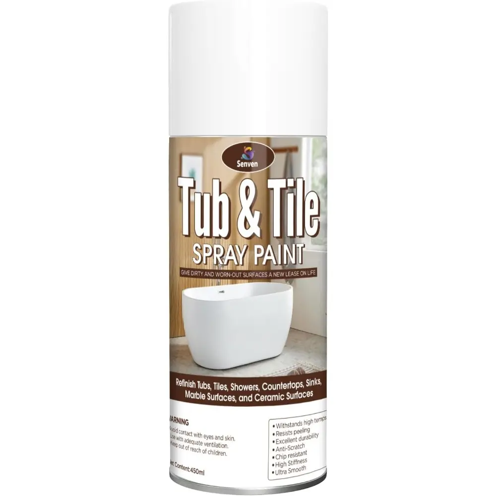 White Waterproof Tile Paint Refinishing Spray Kit – Home Improvement Paint Supply to Refinish Surfaces, Ceramic, Porcelain, Fiberglass Tiles, Bathroom Walls, Bathtubs, Sinks, Countertops, Toilets