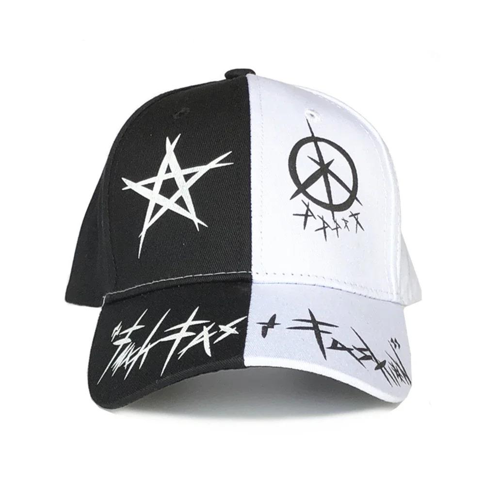 Unisex Baseball Cap Custom Graffiti Black White Patchwork Hip Hop Snapback Hat