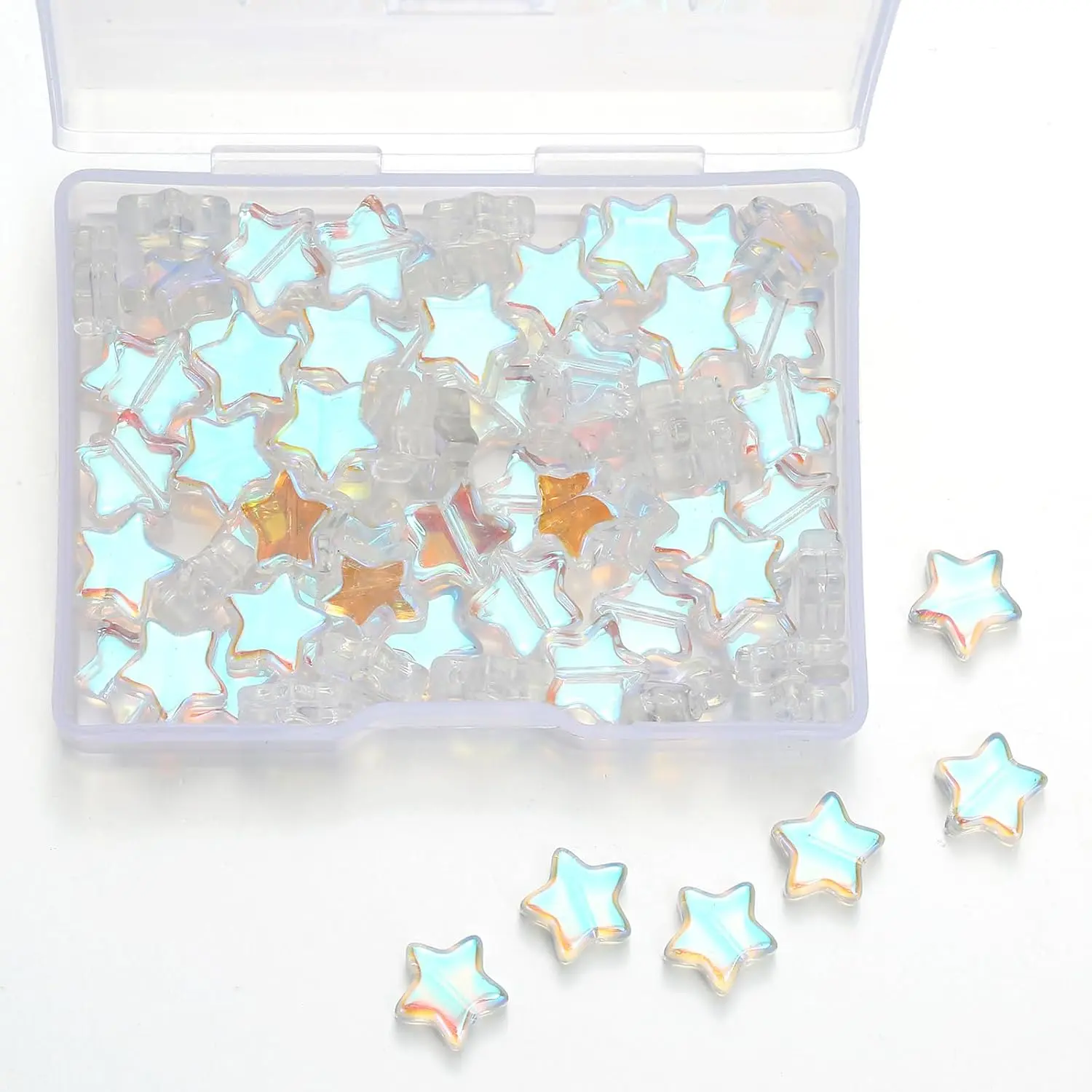 100 count Glass  Beads Transparent  Spacer Beads Charm for DIY  Craft Making Necklace Bracelet Supplies (Transparent )