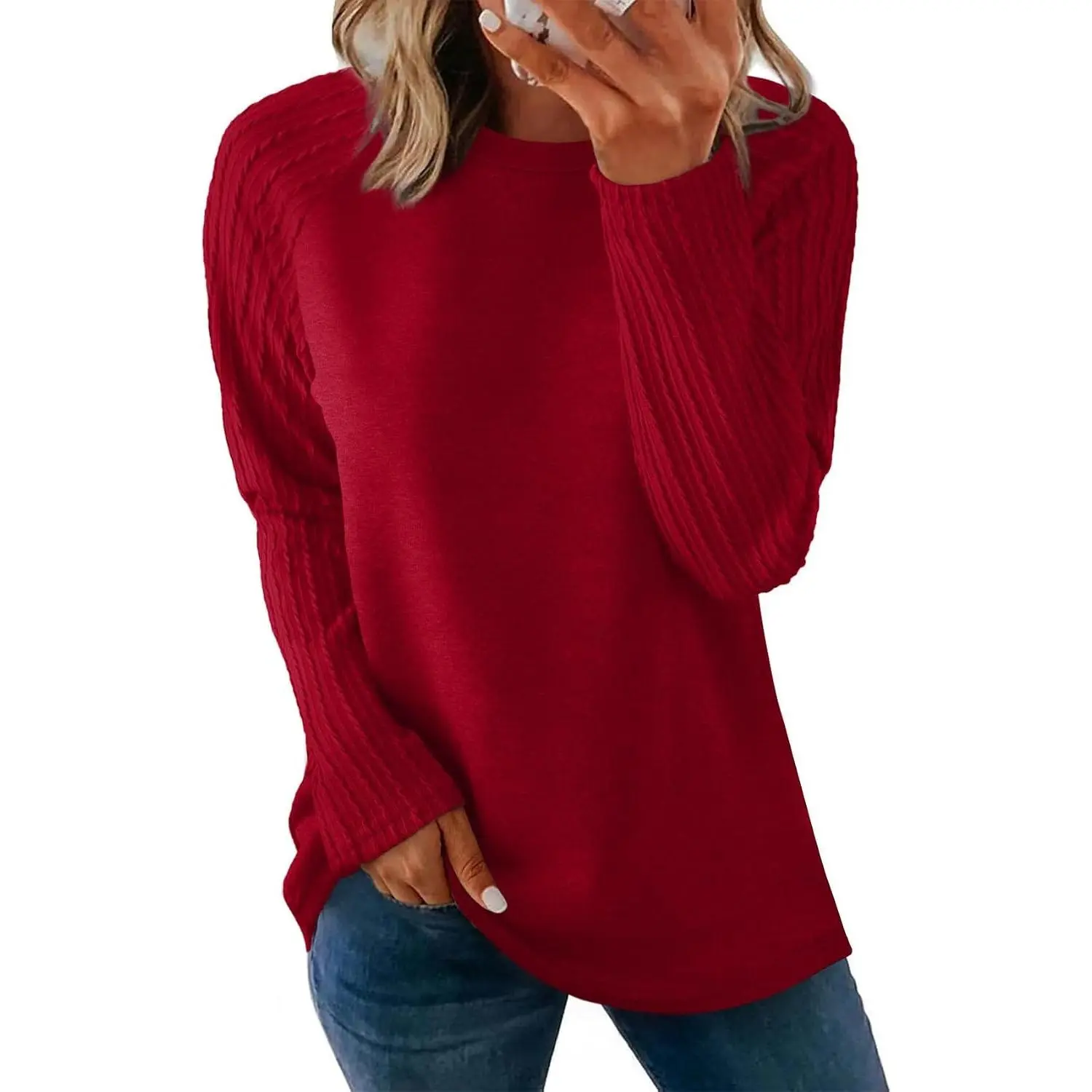 Long Sleeve Shirts for Womens Fall Fashion 2026 Crewneck Oversized Sweatshirt Tunic Tops to Wear with Leggings