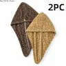 Women's Unisex Animal Print Microfiber Cotton Hair Towel Wrap Turban 2pc, Button Fastening, Super Absorbent Anti-Frizz for Curly Thick Wet Dry Hair, Gym Showers to Spa Visits Ready Sports Accessory