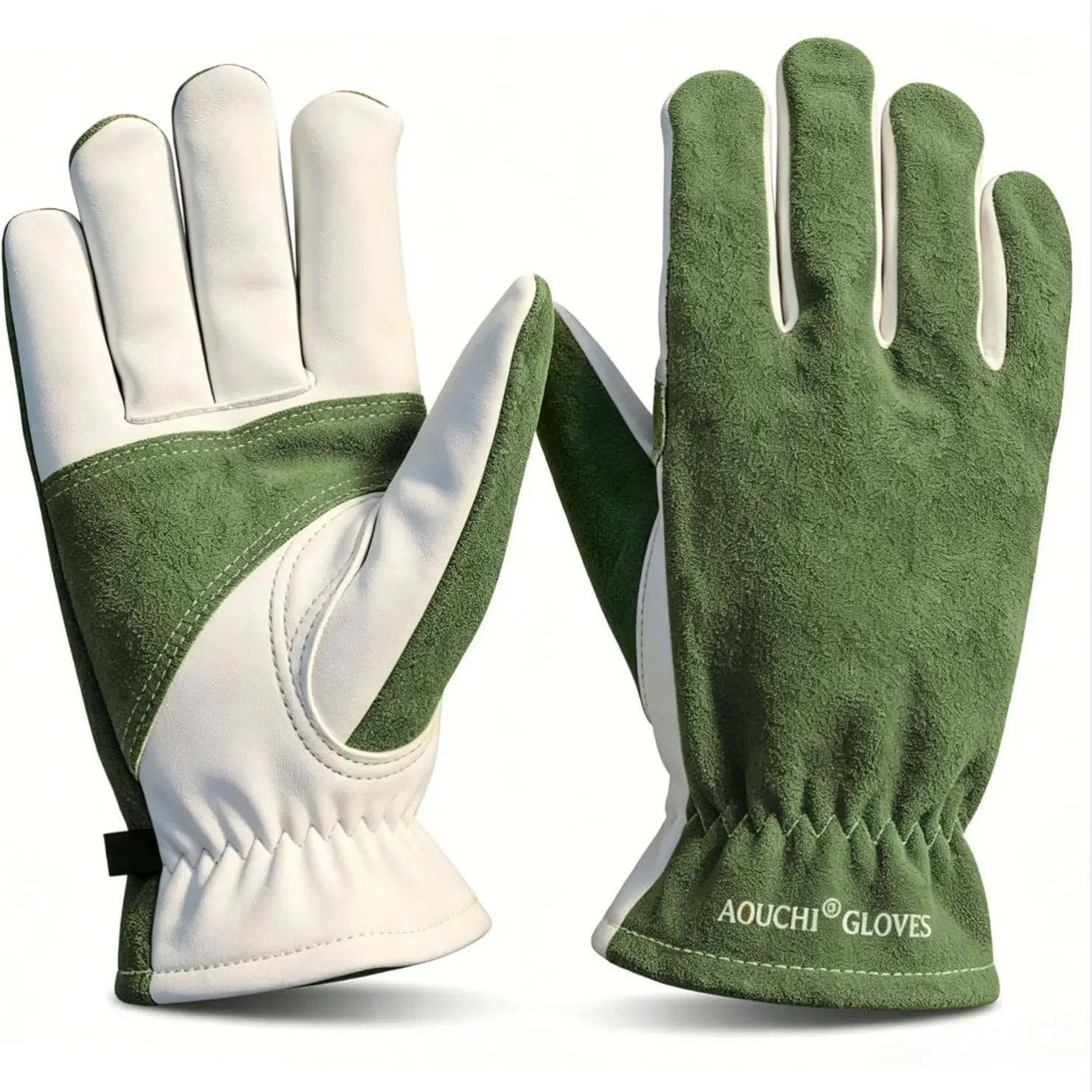 Leather Work Gloves for Men Women, Cowhide, Heavy Duty, Reinforced Durable, Puncture & Cut Resistant, Gloves for Gardening, Construction, Farm, Protective Glove
