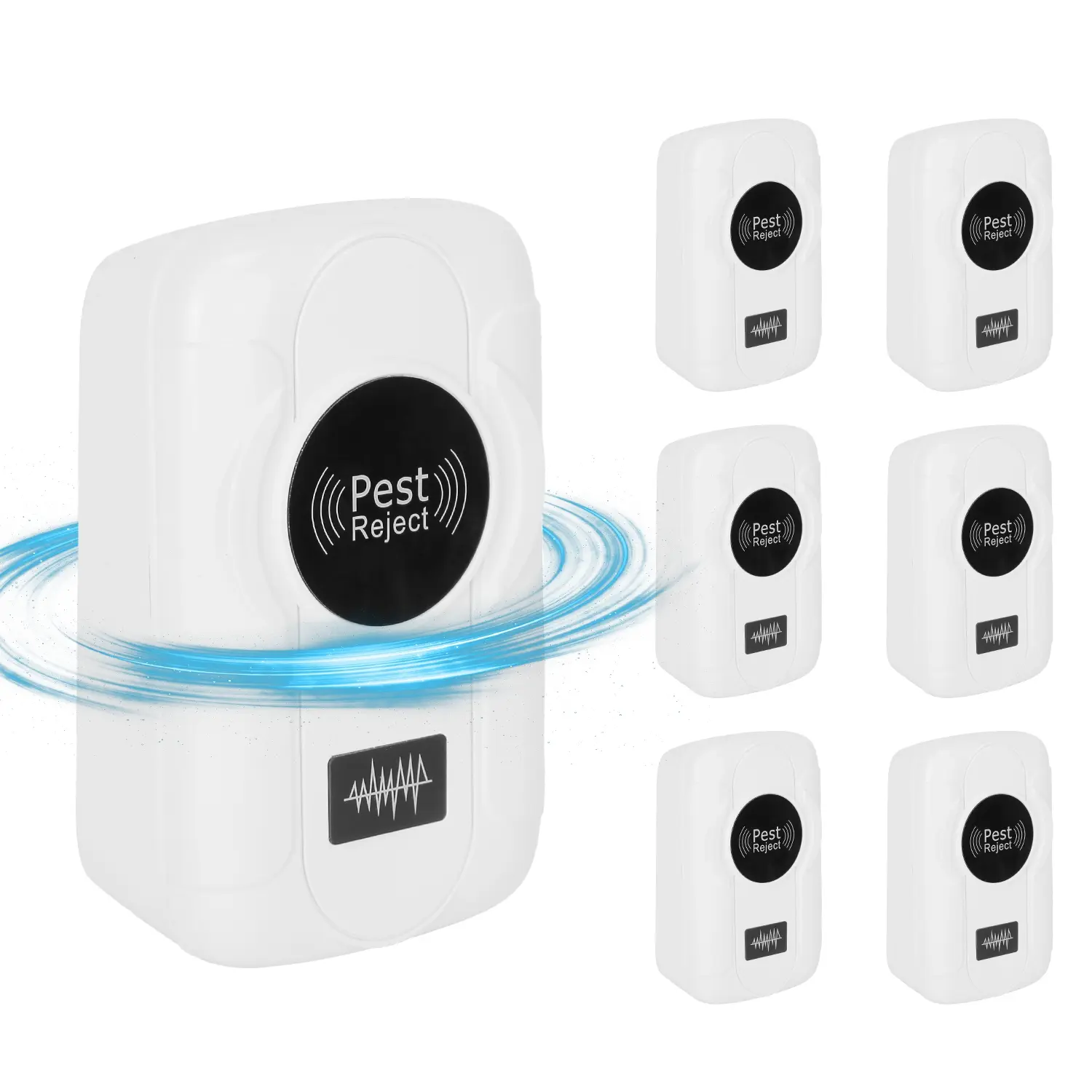 6 Pack Plug-In Ultrasonic Insect Repellent Unit - 32-120KHz, 3 Modes, Repel Bugs, Mosquitoes, Roaches, Rats - Indoor Use for Living Room, Bedroom, Garage
