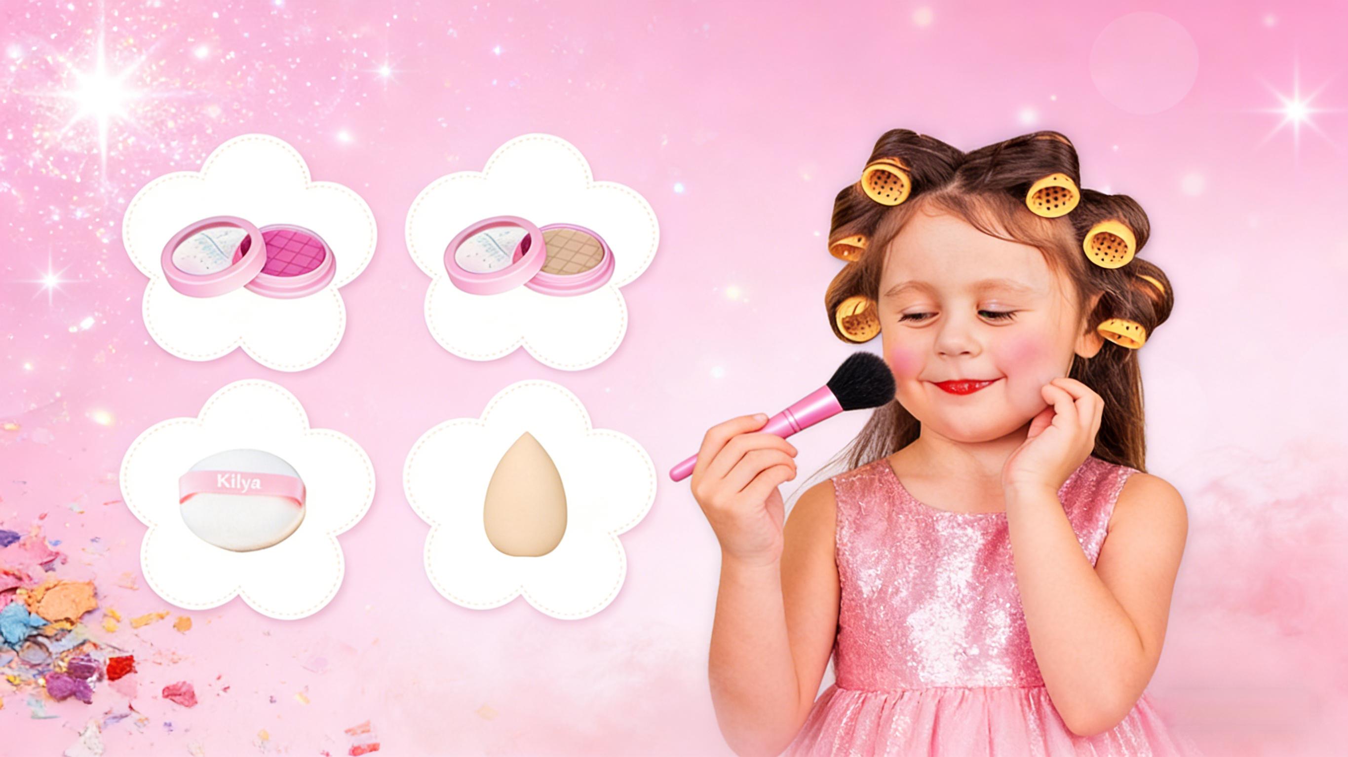 Washable Play Makeup Toys Set for Dress Up,59 Pcs Kids Makeup Kit for Girl Pretend Beauty Vanity Set with Cosmetic Case Birthday Toys for Girls 3 4 5 6 7 8 9 10 11 12 Years Old Kids Toddlers,A birthday present for a girl