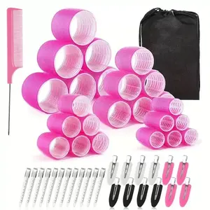 49-piece hair curler set, wave hair rollers, suitable for long and thick hair, includes large and small rollers, comes with stainless steel hair clips, hair styling tools.Curly Style  styling tool for hair enthusiasts velcro