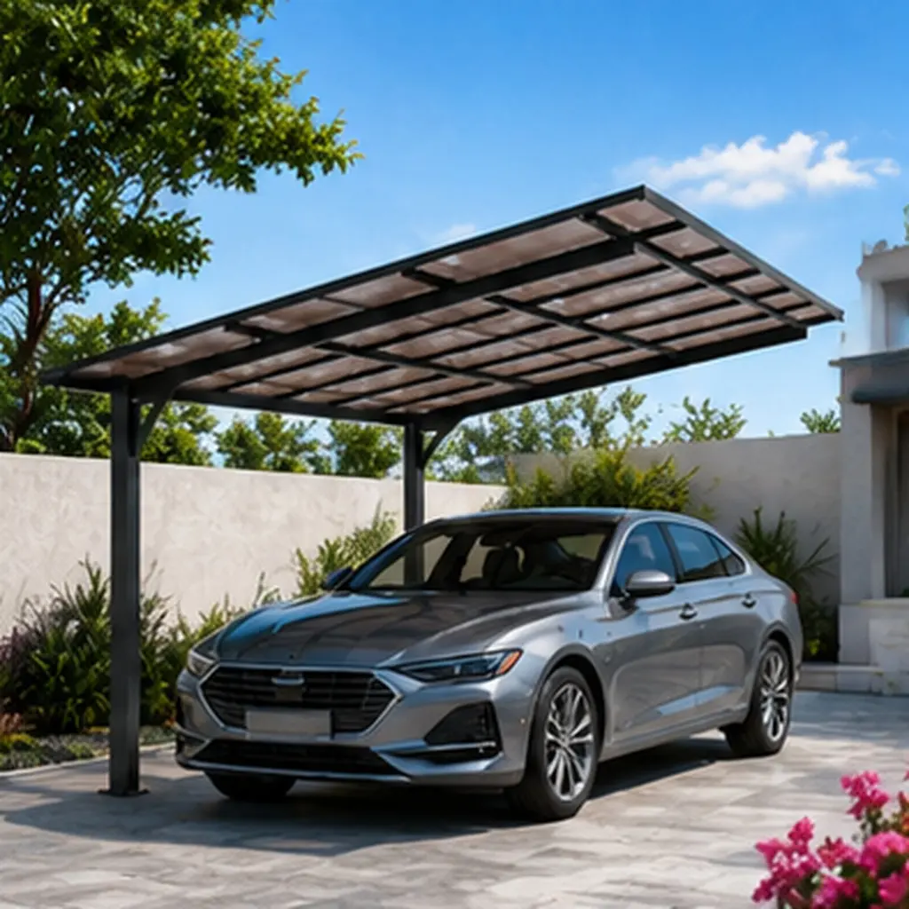 ARCH Galvanized Steel Carport with Water Resistant PC Roof Canopy, Black Metal Frame, Outdoor Shelter for Car/SUV (10x10 ft, 137.46 lb/179.79 lb Options) for Backyard Garden, Multiple Size Choices
