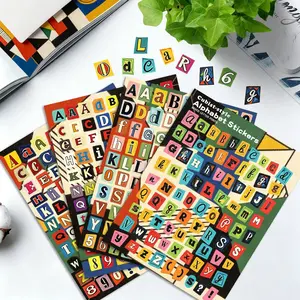 360+Pcs Geometric Art Colorful Alphabet Number Symbol Stickers, Mixed Block Font Letter Tile Decals for Scrapbook, Laptop, Phone Case & Gift Box DIY Decor