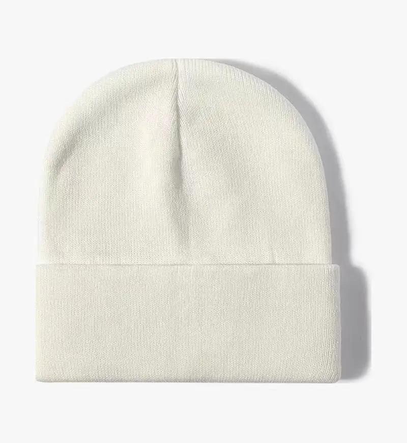 Solid Color Knitted  Plain Cold Hat Rolled Edge Customizable VersatileLOGOMen's and Women's Casual Versatile  Warm Knitted Hat