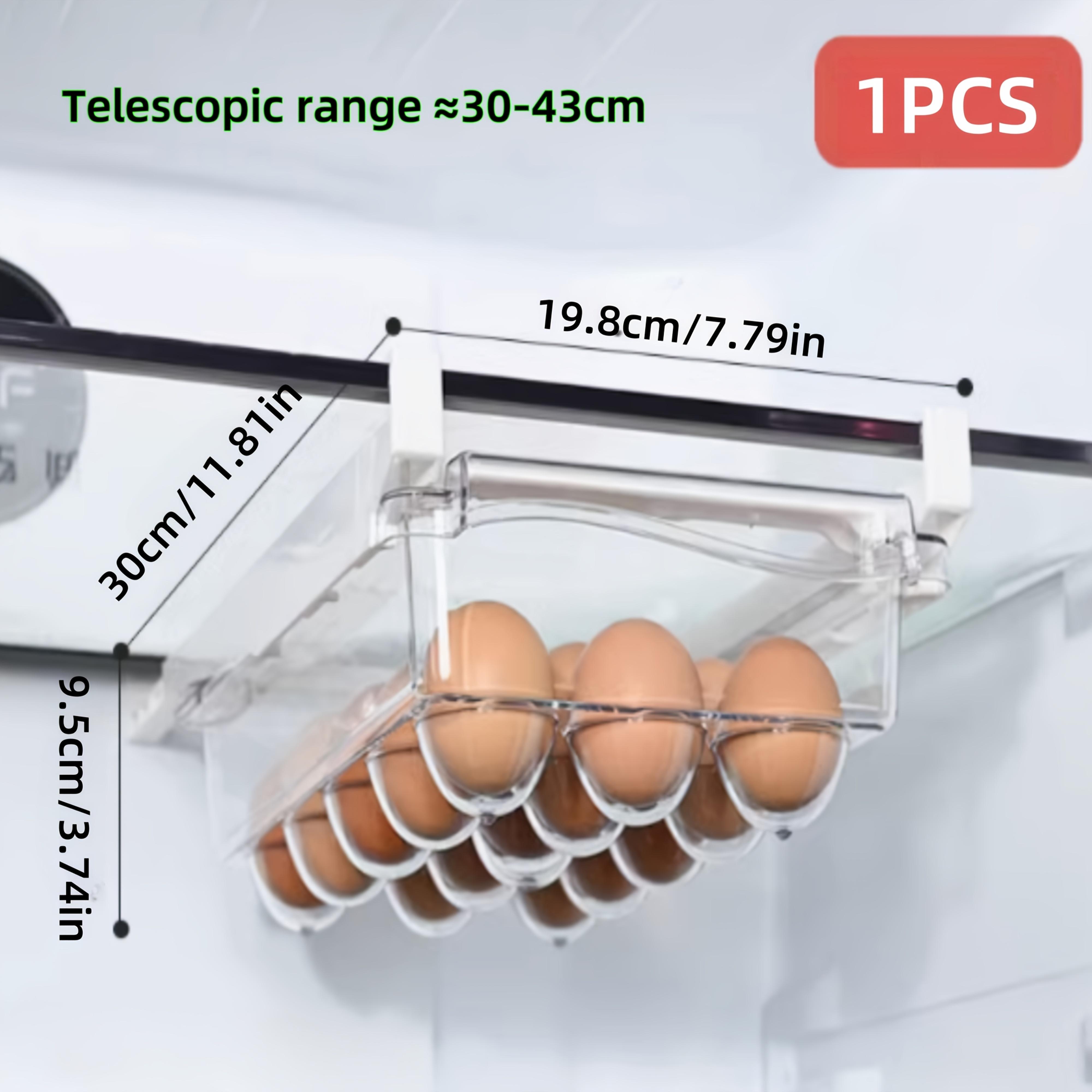 Refrigerator egg rack, snap-on egg drawer refrigerator, pull-out refrigerator transparent egg storage container, egg storage device and storage, egg tray, space-saving, keep fresh, ideal for home dining