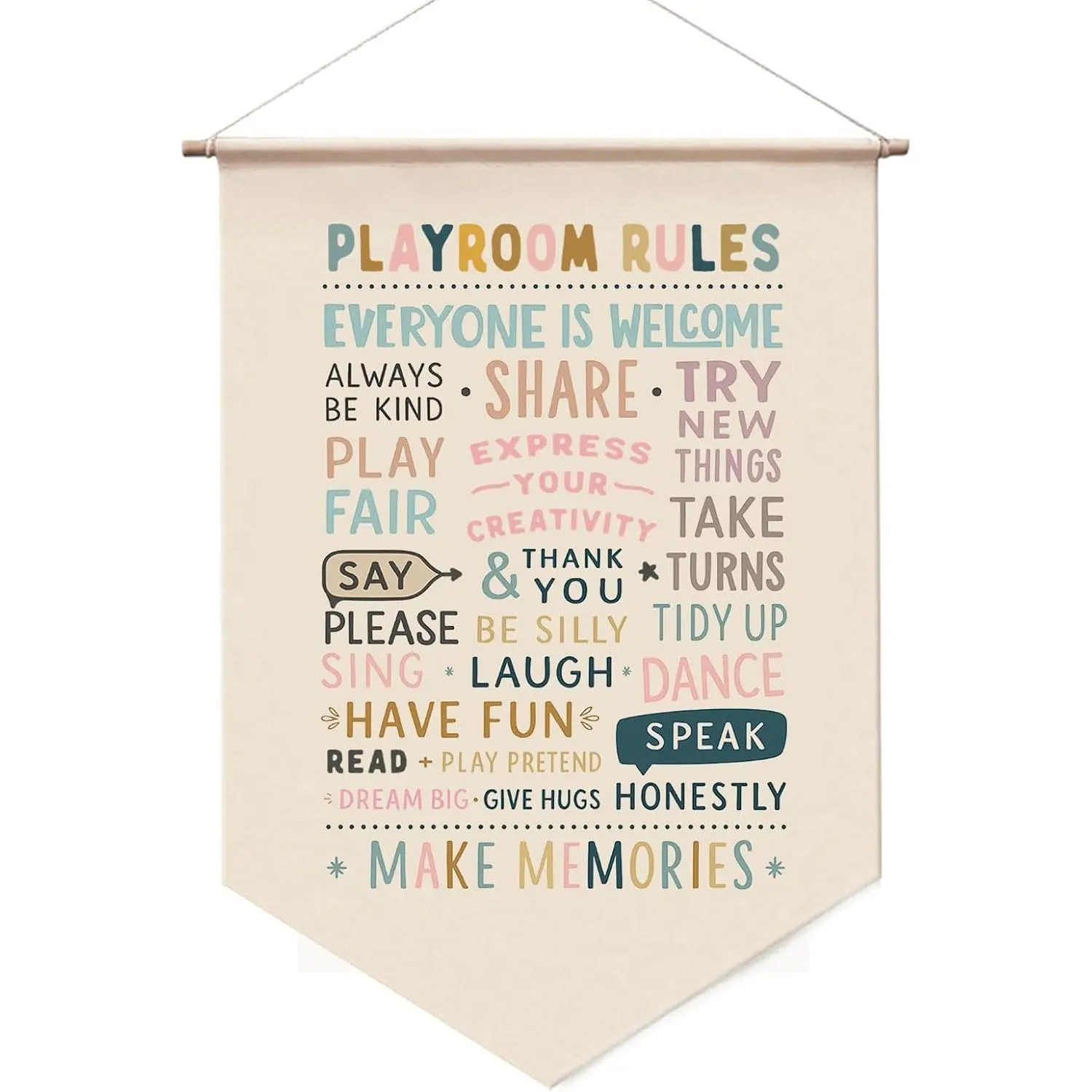 Playroom Rules Wall Art,  Room Banner Decor, Playroom Sign, Homeschool Wall ,  Bedroom Decor, Fabric Banner Wall  for  Room, Banner for