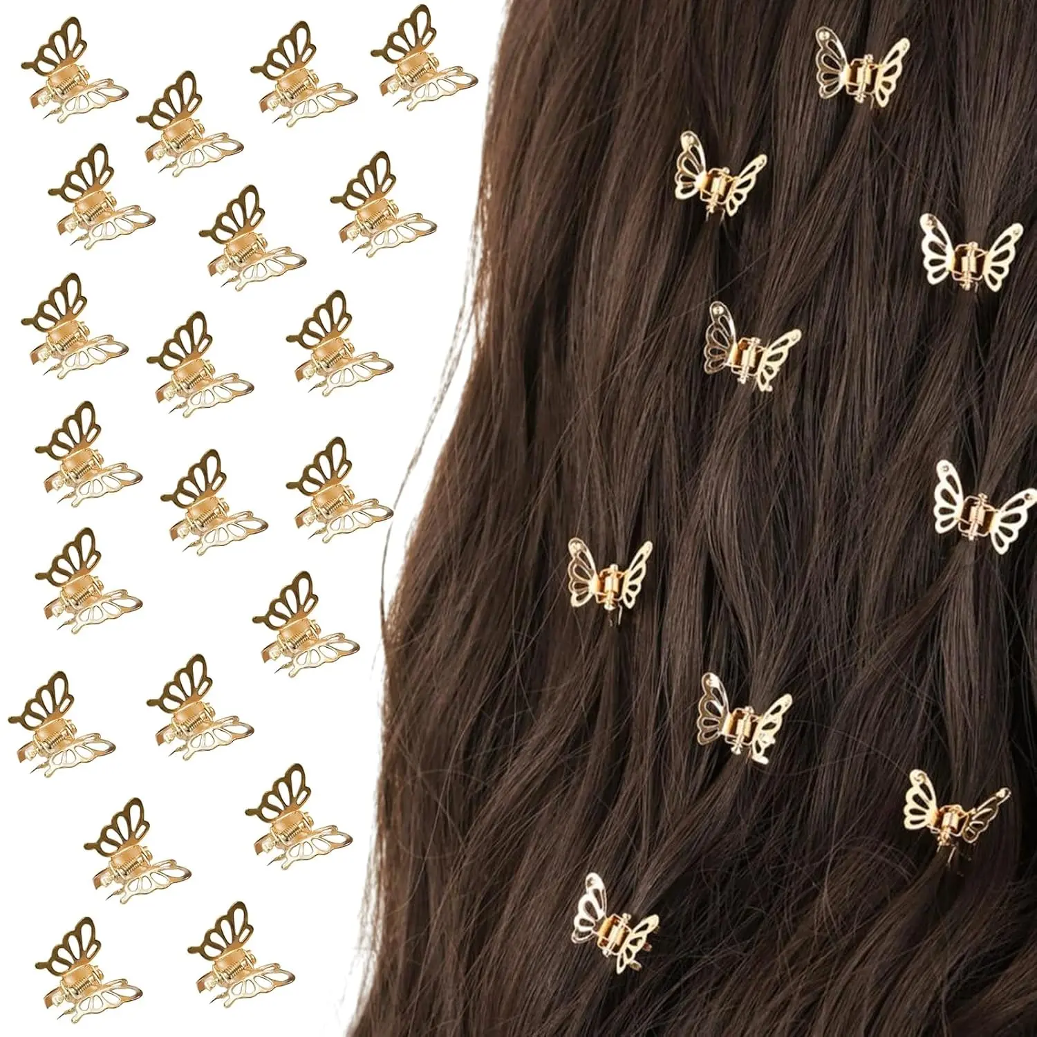40 count  Butterfly Hair Clips, Mini Metal Hair Pendants Clips,  Hold Decorative Side Hair Clip for Daily Hairstyle Dreadlock Braids Banquets Performance Party Women Decoration