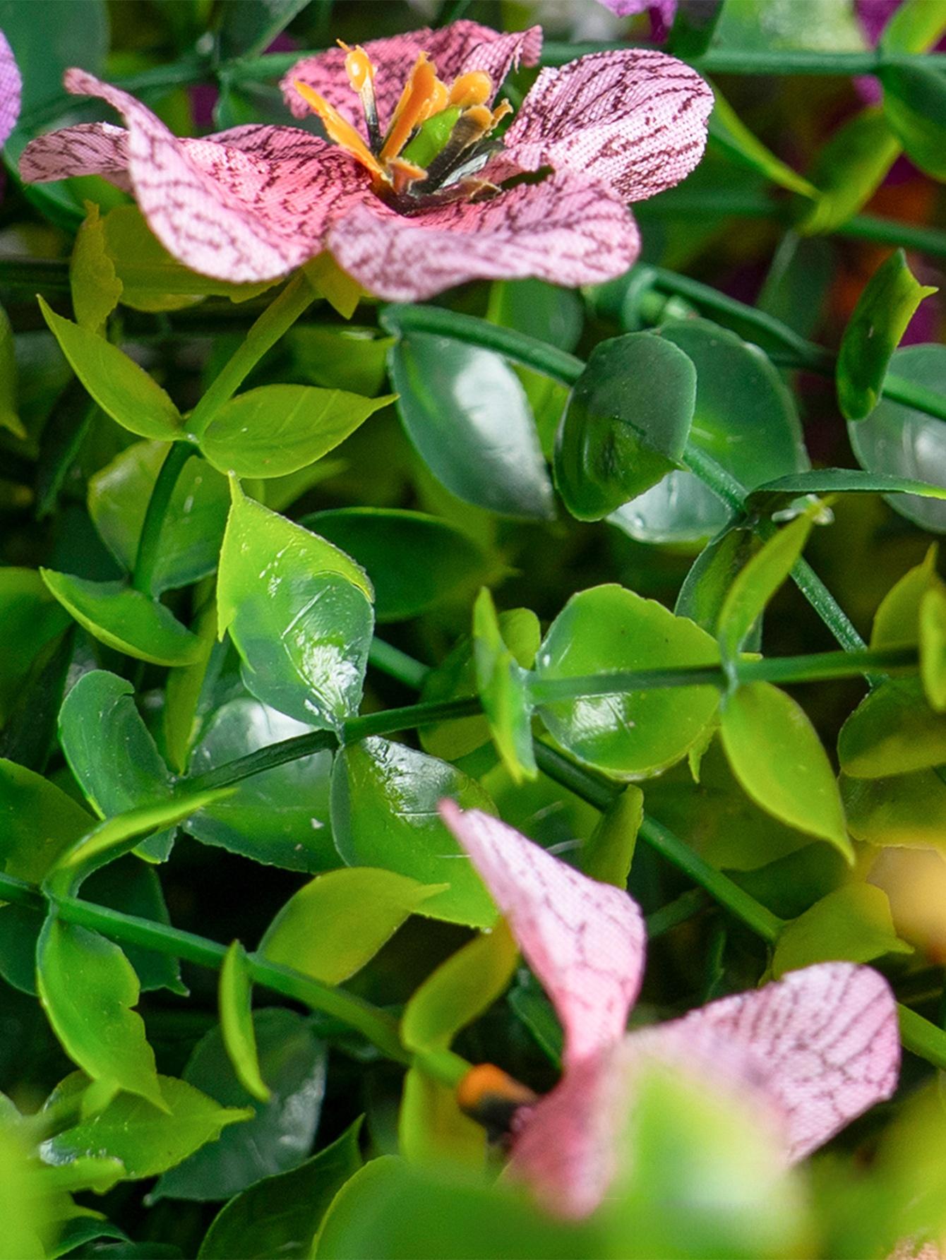 Violet artificial flower hanging basket, iron art hanging decoration, flower basket pendant for wall, door, and outdoor decoration, artificial plants and fake flowers