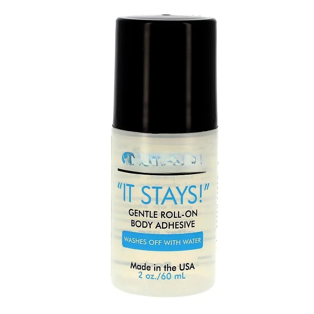 IT Stays  Adhesive Roll   Glue 2oz for Stockings, Arm Sleeves, Wigs, Bras, Theatrical Costumes, Dance Competition, or Any Other Clothes, Clear, Odorless and