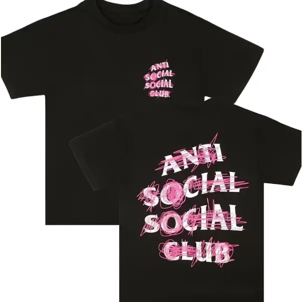 Anti Social Social Club Scribble Graphic Cotton T‑Shirt, Comfort Oversized Fashion Outfit, Double Sided Print Tee, Perfect Holiday Birthday Gift For Him Her Friends