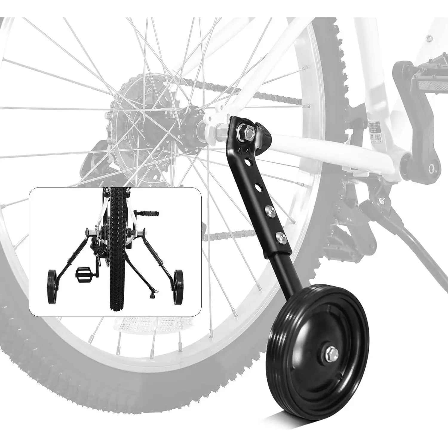 Multi-speed Kids Bike Training Wheels Fits 16", 18", 20",22", 24" Bikes, Adjustable for Variable Speeds Includes Stabilizers Kits, 1 Pair, BlackGift