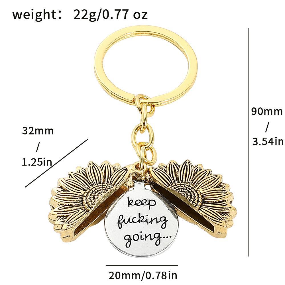 Vintage Sunflower Keychain – Retro Sunflower Pendant Bag Charm, DIY Letter Key Ring Accessory for Women