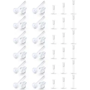 Invisible Plastic Earring Posts Clear Ear Hole Retainer Earring Studs Clear Ear Spacers Cartilage   for Men Women,  Rubber Backs Earnuts
