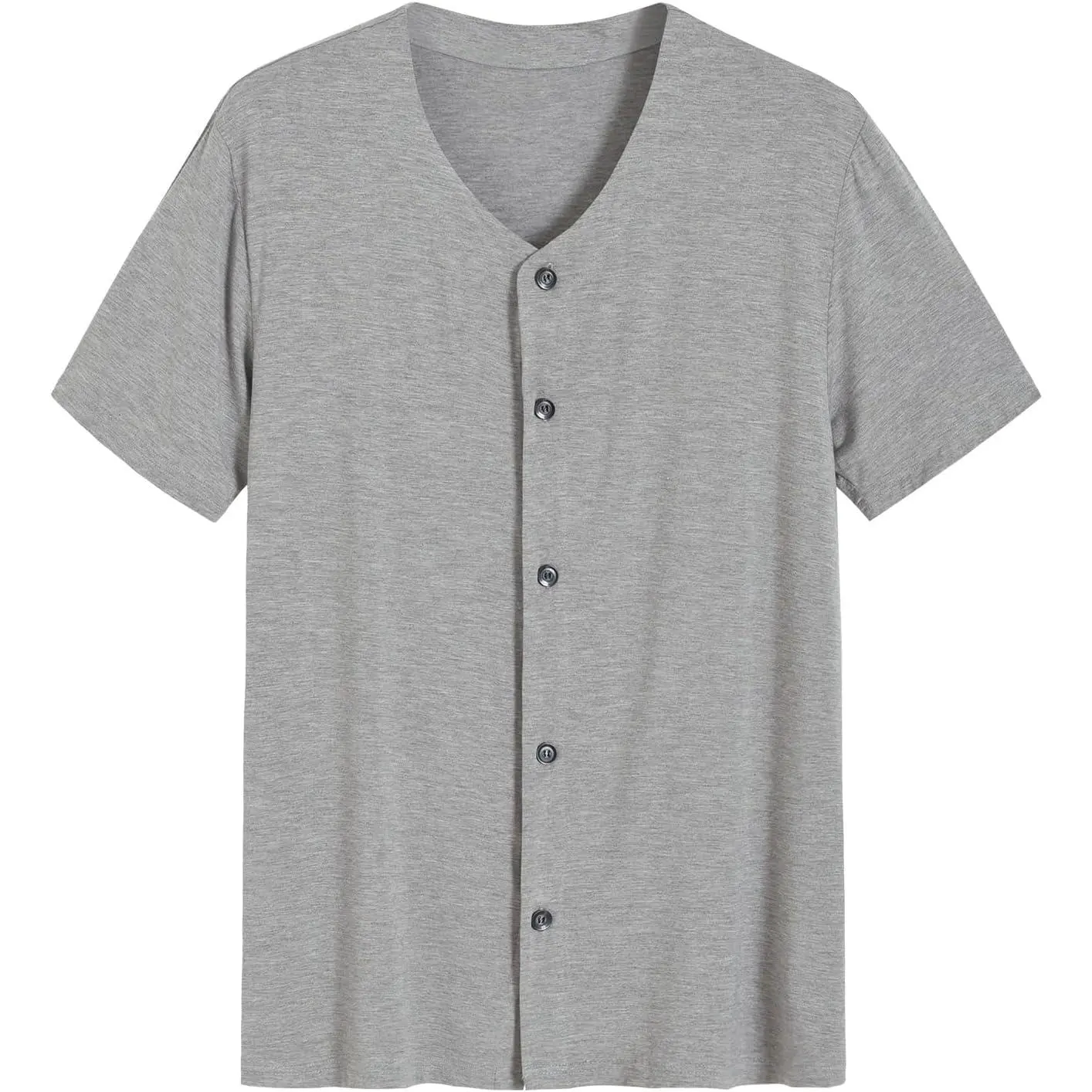 Men's Viscose Button-Up Pajama Top, Menswear Nightwear Sleepwear, Casual Loungewear Sleep Shirt