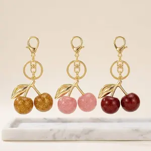 Cute Cherry Design Sparkly Bag Charm, Fashionable BagKeychain for Women & Girls, Trendy All-match & ExquisiteBag Charm for Birthday Gift, Purse Accessories