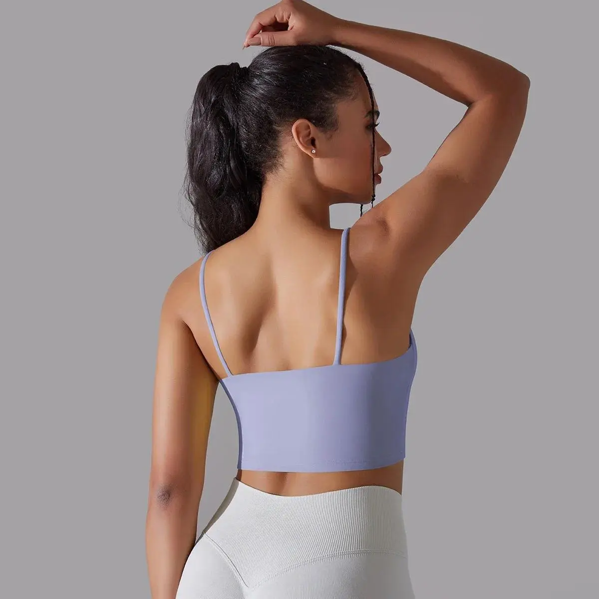 Solid Color Yoga Sports Bra Women Fixed Padded Slim Gym Fitness Workout Undershirt Top
