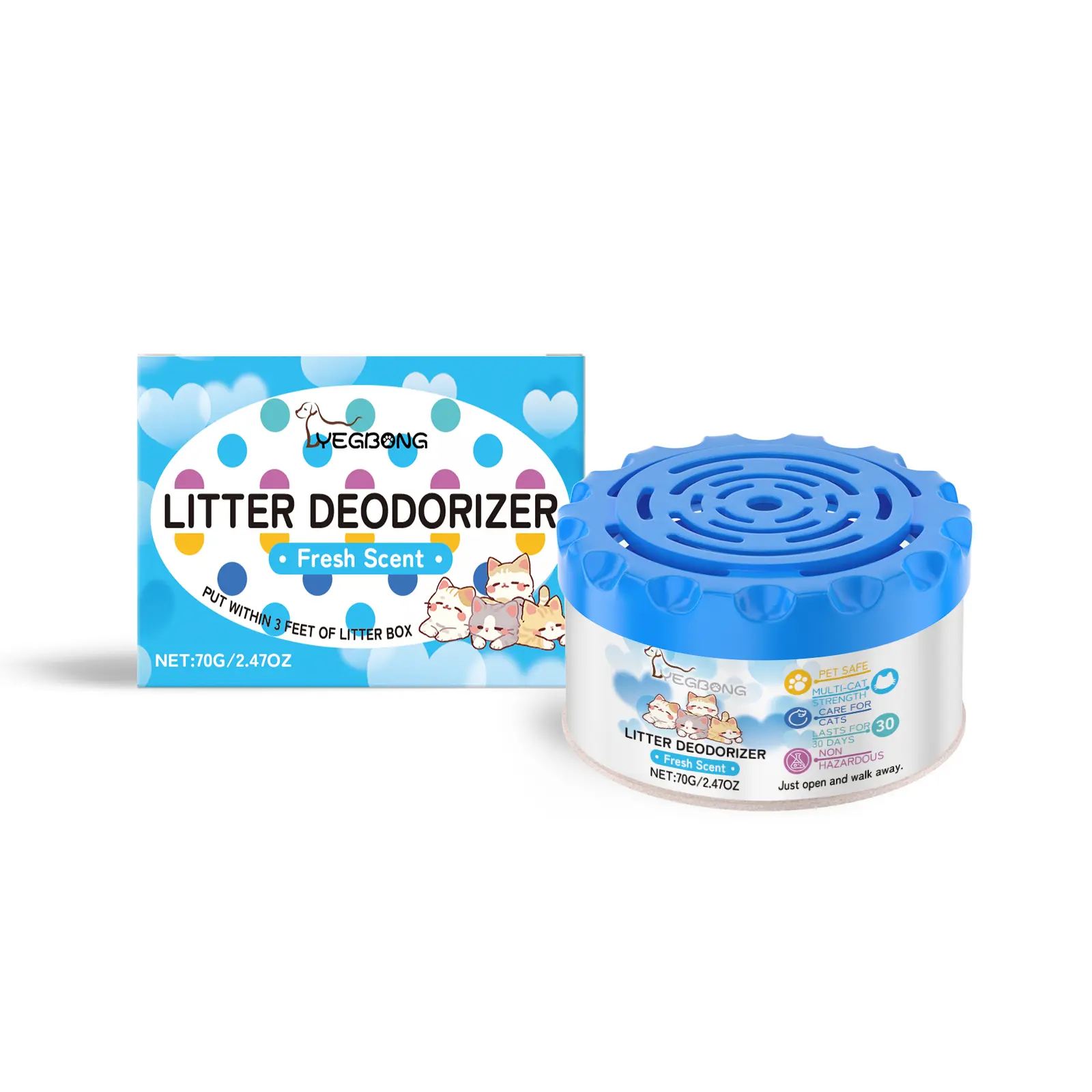 Yegbong Cat Litter Deodorizer Jar - Cat Poop and Urine Odor Eliminator with Mild Fragrance and Gentle Ingredients Toilet Deodorizing Gel