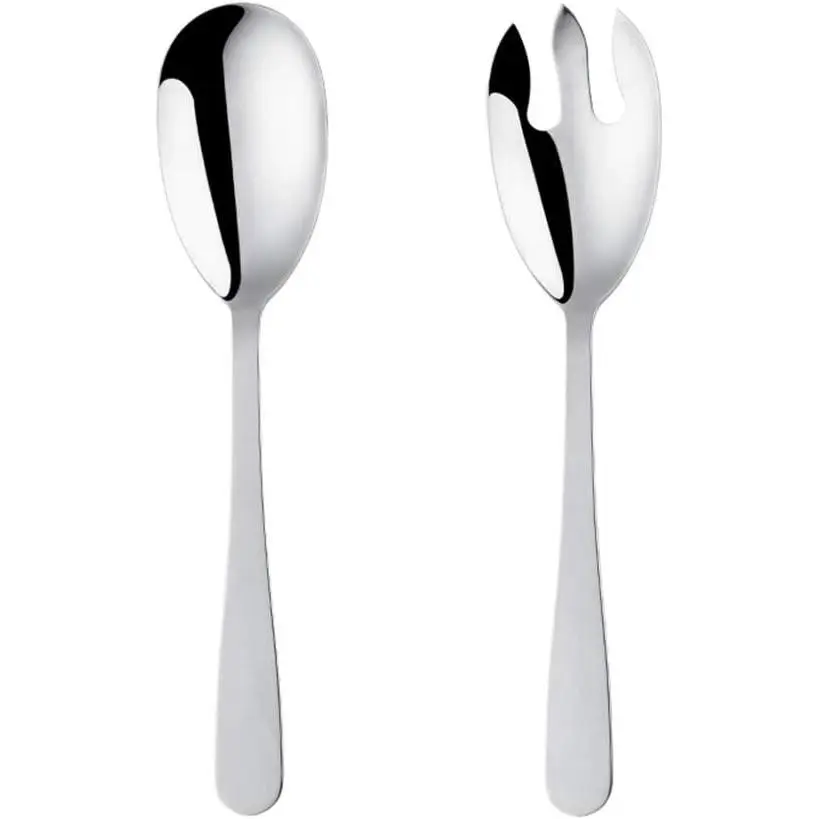 12 Inches Salad Spoon and Fork Sets，Stainless Steel Salad Server Sets, Cooking Utensils for Kitchen, Simple and Classic Dishwasher Safe (Silver)