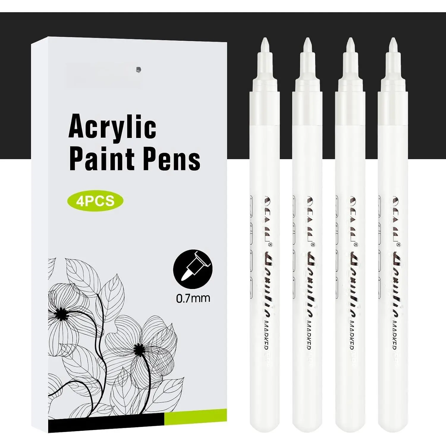 White   Markers 0.7MM Extra Fine Point 4 Count Pens | High Coverage, High-capacity Ink, Permanent, Rocks, Black Paper Sketching, DIY Canvas Art Details, Ceramic, Water-Resistant