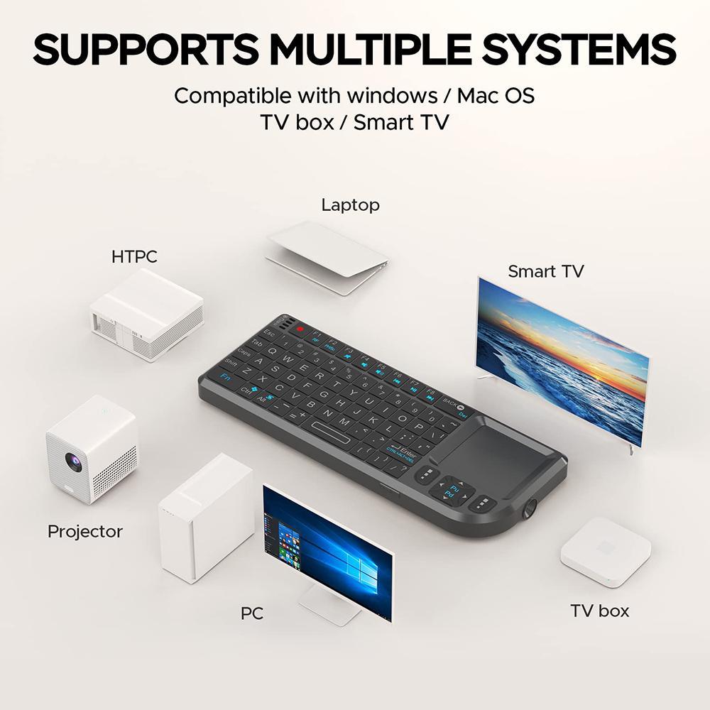 Mini Wireless Keyboard, Portable Rechargeable 2.4G Backlit Keyboard with Touchpad for PC, Mac and Smart TV, Multifunctional Keyboard #GLOBAL PICKS