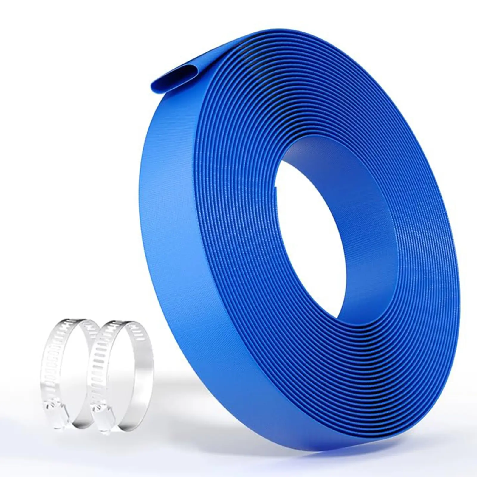 Heavy Duty PVC Pool Backwash Hose - Durable Blue Water Discharge Pipe with 2 Metal Clamps for Inground & Above Ground Swimming Pools - Flexible, Weather-Resistant Pool Cleaning Hose - Available in 1.5" or 2" Diameter, 50 or 100 Feet