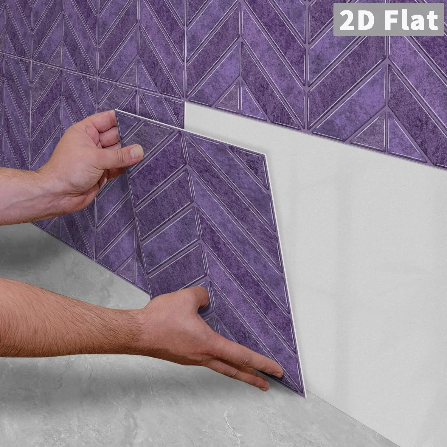 10PCS/Color Box GST Violet Vintage Antique Stone Herringbone PE Foam Tile Stickers, Waterproof Oilproof Shock & Wear Resistant, Peel & Stick on Smooth Surfaces for Bedroom Kitchen Bathroom School Office Home & Commercial Wall Renovation Decor