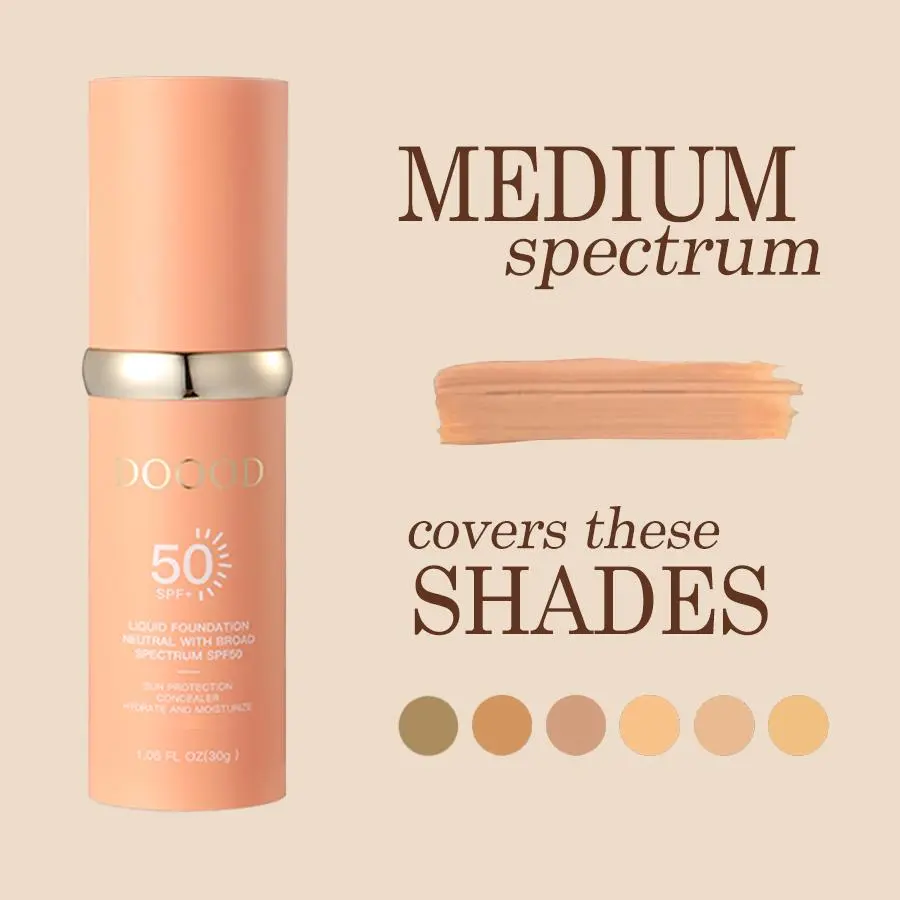 DOOOD 4-in-1 Luxury Bionic Foundation - SPF 50 Sun Protection - Waterproof and Sweatproof - Suitable for Sports and Dance - Light Coverage - Perfect Gift