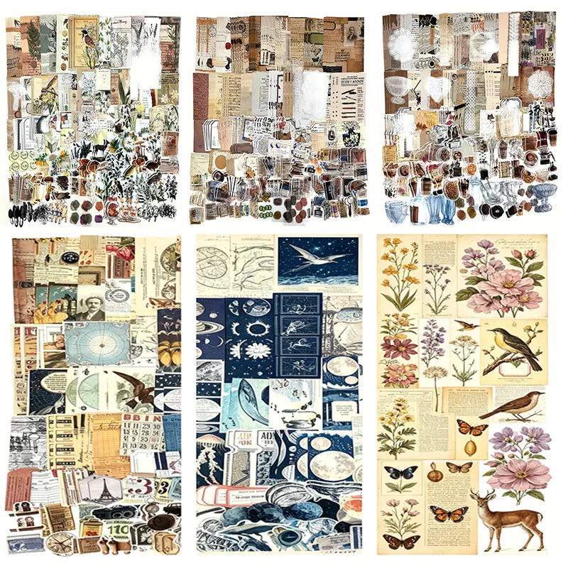 6 Different-Themed Scrapbook Decorative Stickers Set, Office Stationery for DIY Enthusiasts, Ideal for Notebooks, Collage Planners