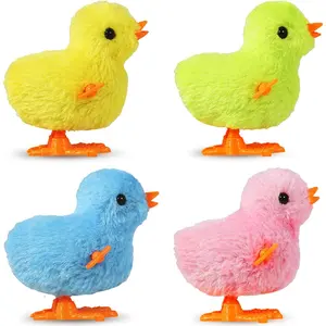 Easter Wind Up Chicken Toys, 4pcs Cute Plush Jumping Bunny Toy Hopping Animals Clockwork Windup Rabbit for Kids Birthday Gift Party Favors Christmas Goody Bag Fillers Prizes Treasure Boxfidget toys