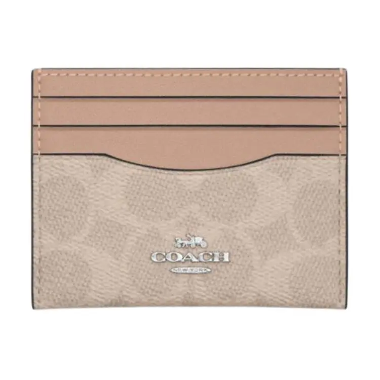 COACH Leather Multi-Slot Cardholder for Women in Tan and Grey Brown
