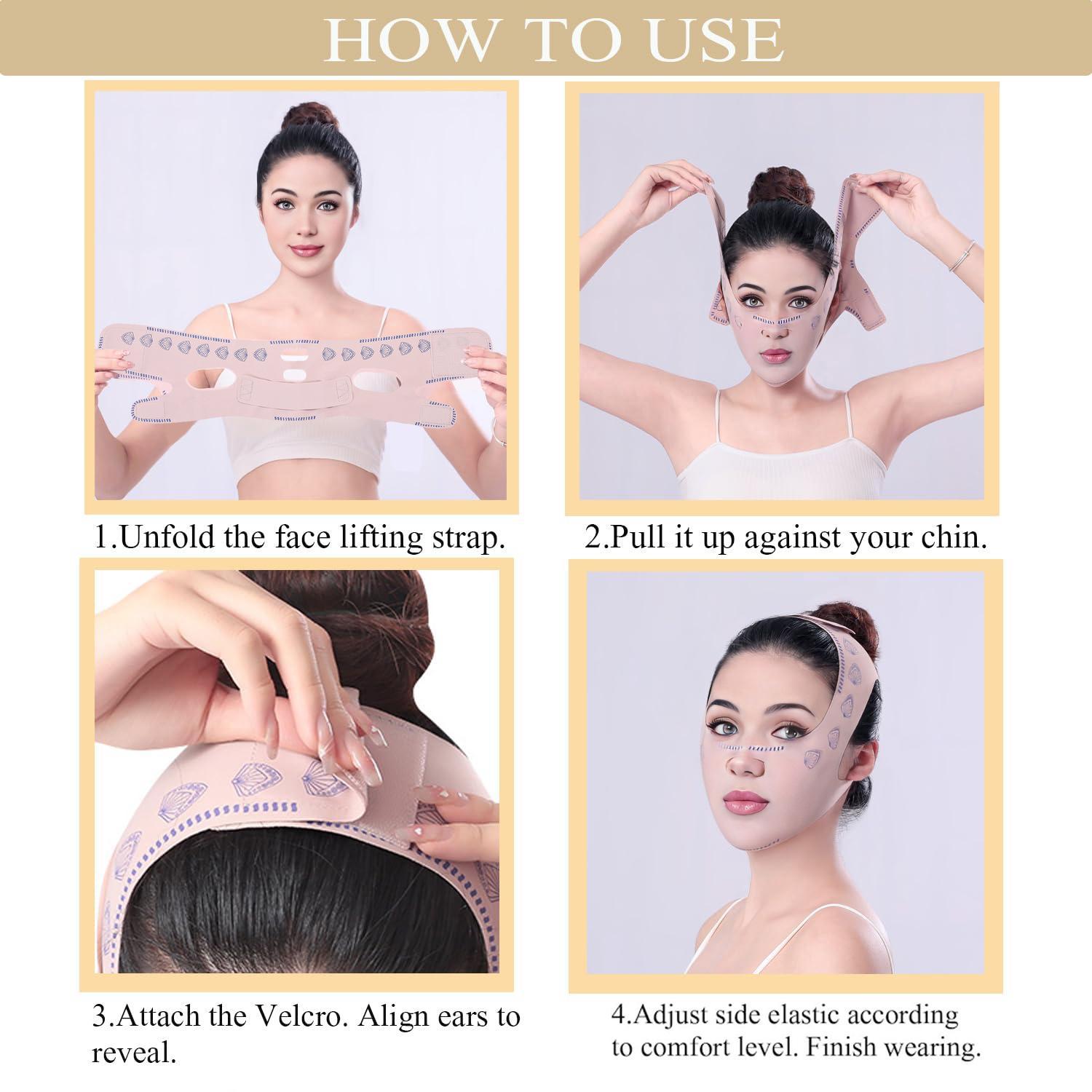 Breathable V-line Facial Masks, 2 Counts Adjustable Facial Bandage for Firming Skin, Facial Beauty Tool for Women