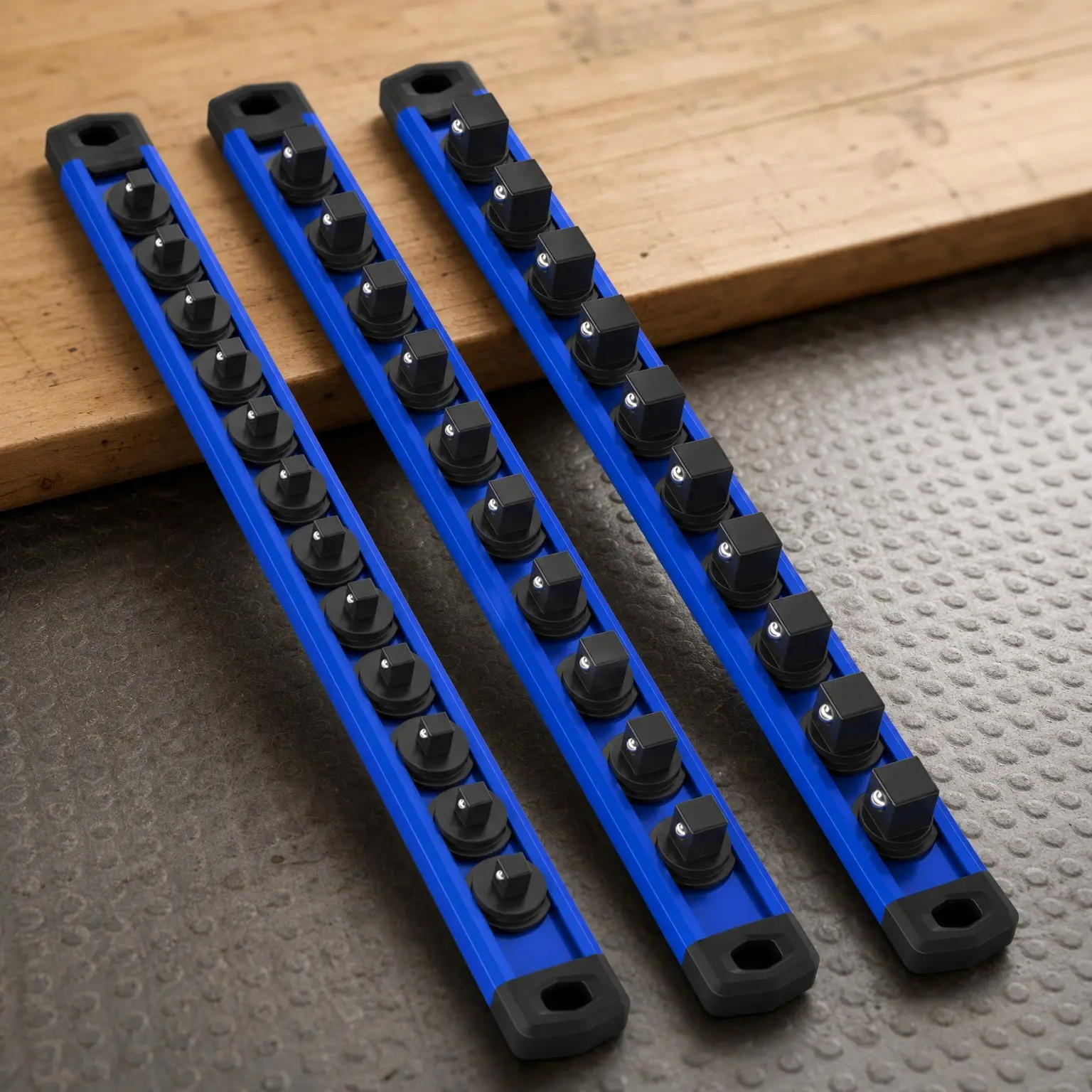 Magnetic Socket Organizer Set, 3-Piece 1/4" 3/8" 1/2" Socket Rails